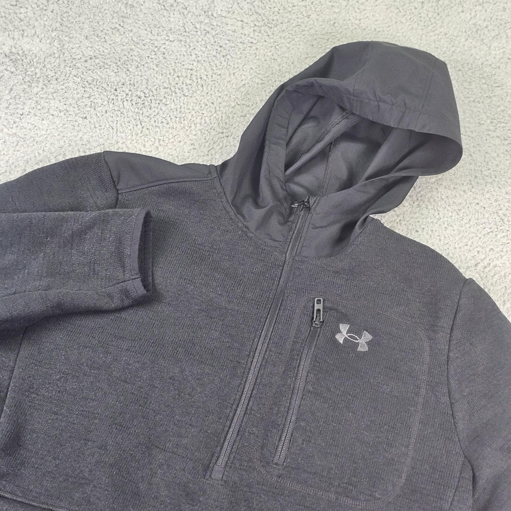 Under Armour Storm Hoodie Mens XL Black 1/2 Zip Fleece Pullover Pocket 1380270‎